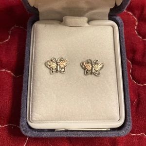 Black Hills Gold Butterfly Stud Earrings